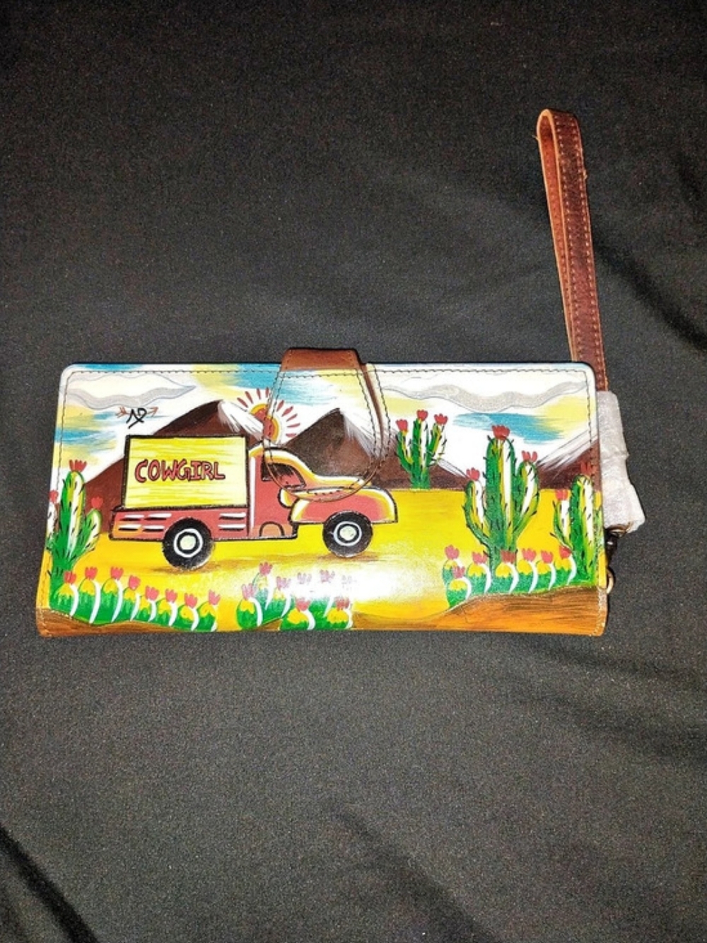American Darling Western Truck Artwork Wallet Wristlet NWT Hand Painted